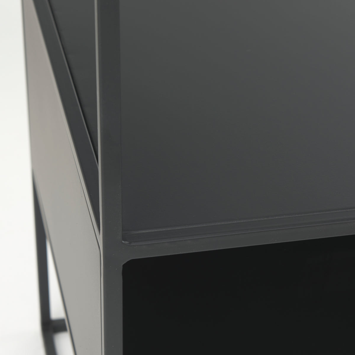 Samson 15.7L x 15.7W x 21.3H Side Table Matte Black Metal and Glass-End and Side Tables-DECOROLALA