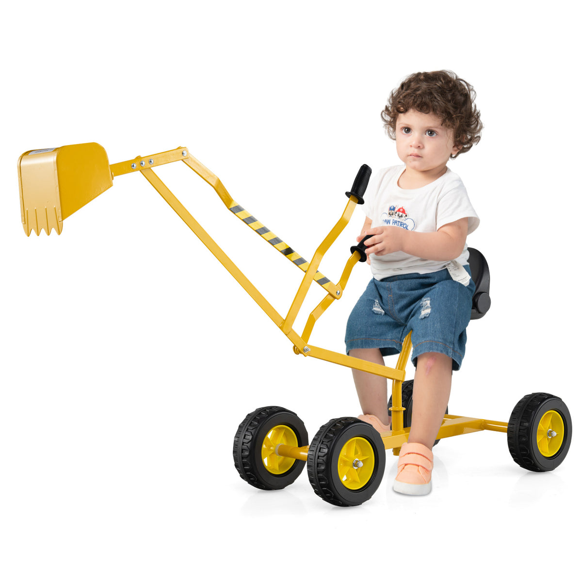 Kids' Metal Sand Digger Excavator with 360° Swivel and Backrest