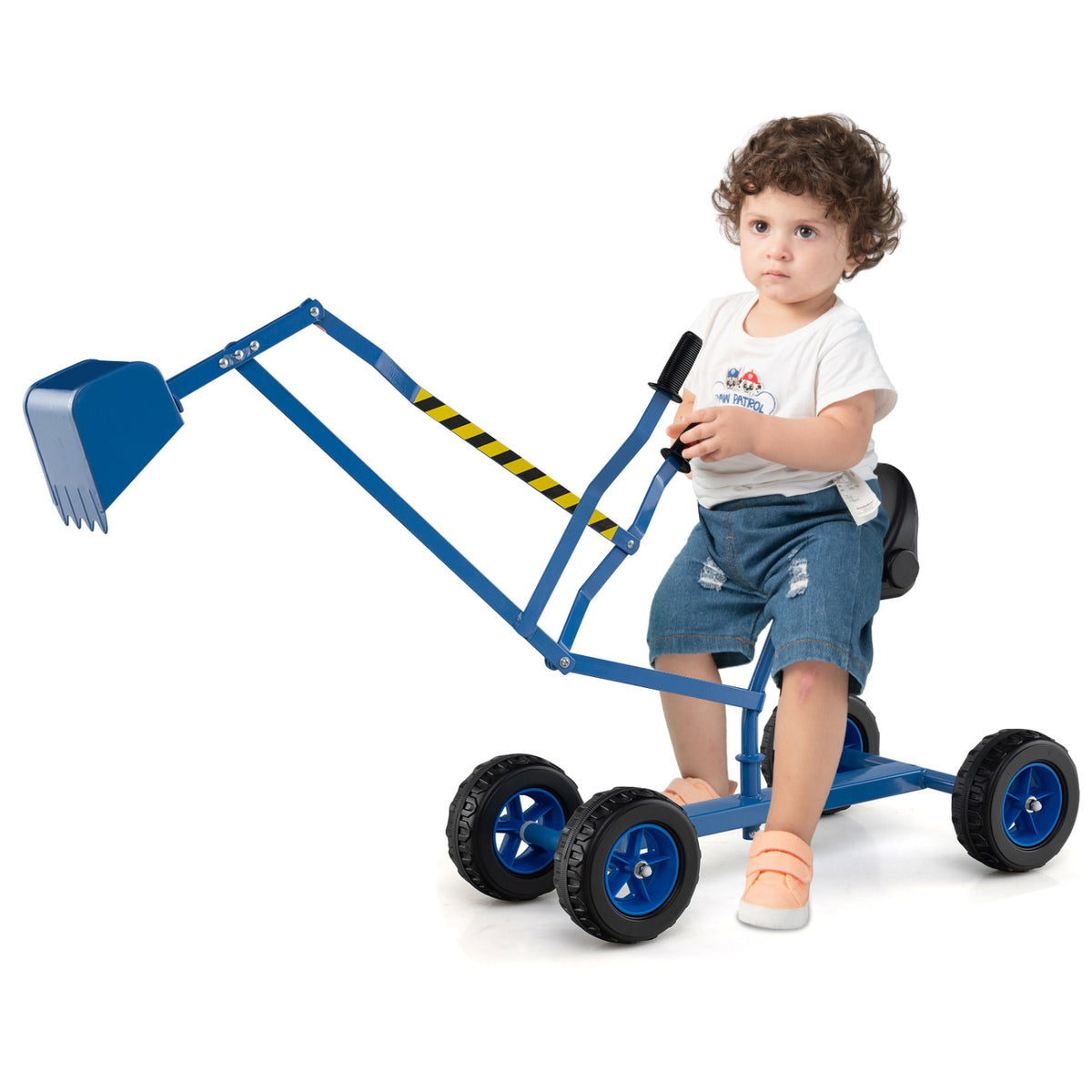 Kids' Metal Sand Digger Excavator with 360° Swivel and Backrest