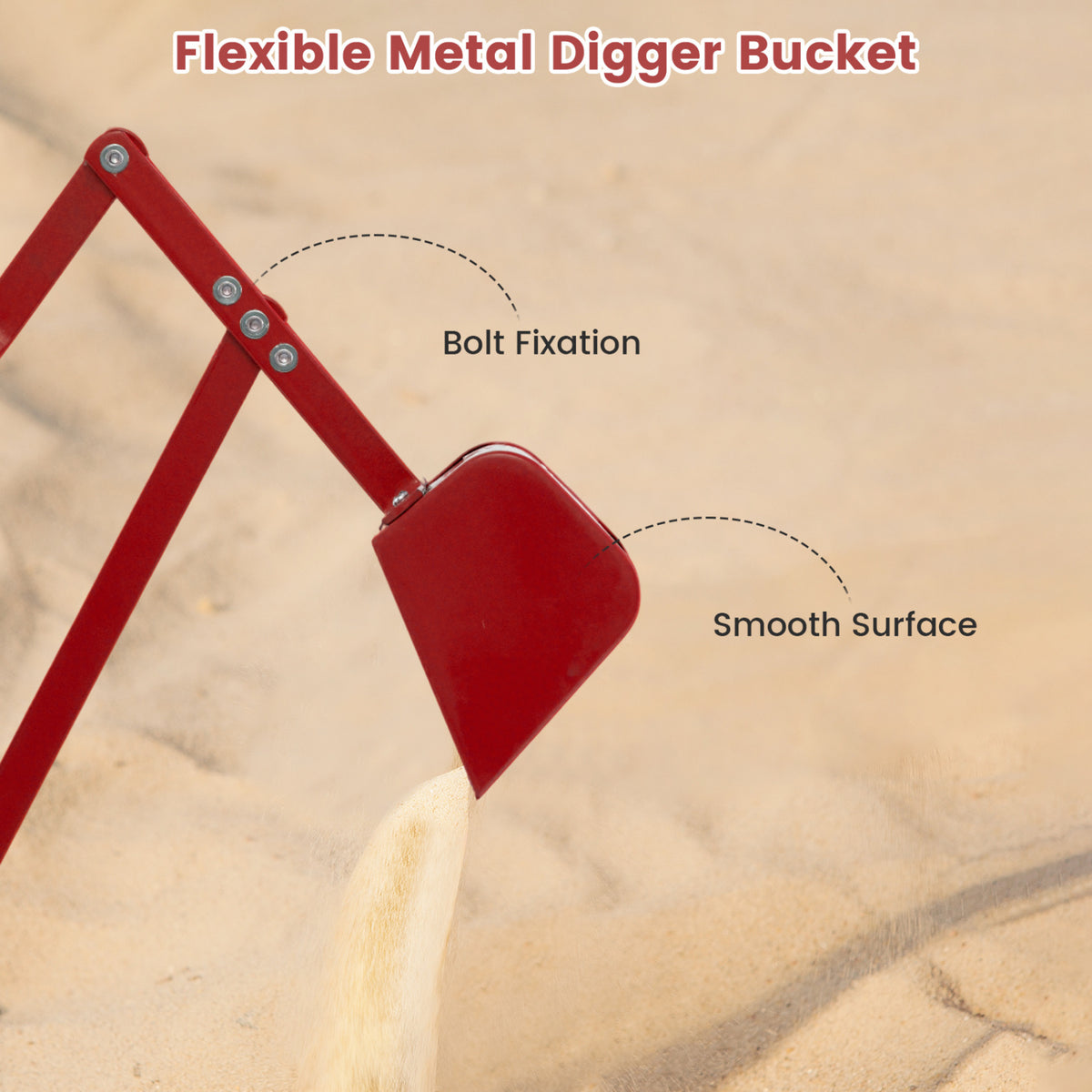 Kids' Metal Sand Digger Excavator with 360° Swivel and Backrest