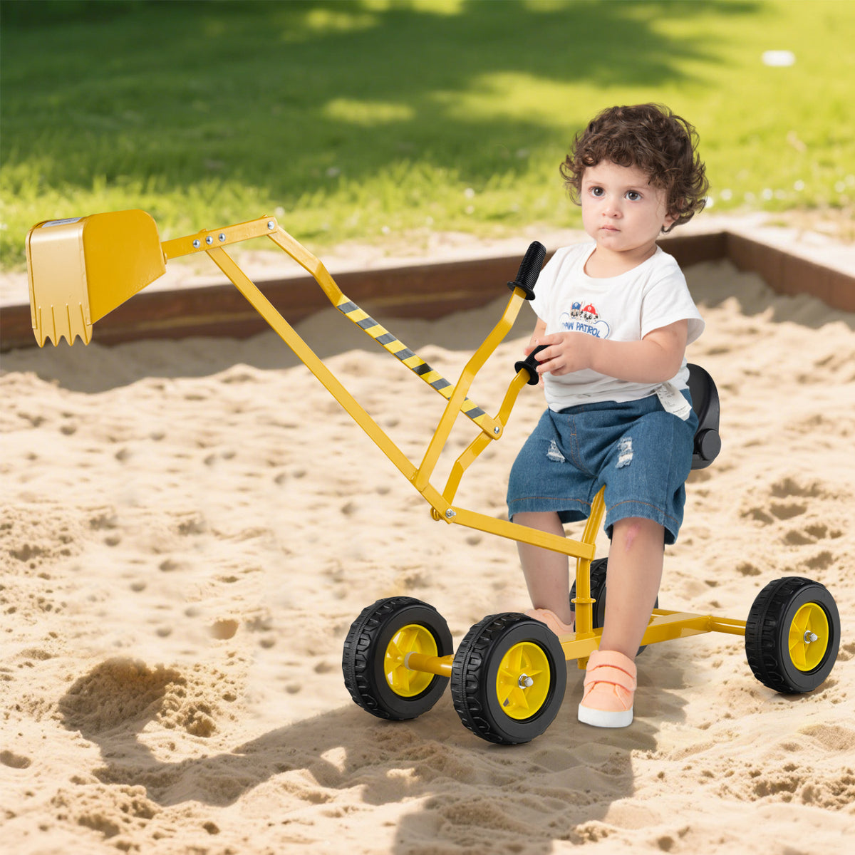 Kids' Metal Sand Digger Excavator with 360° Swivel and Backrest
