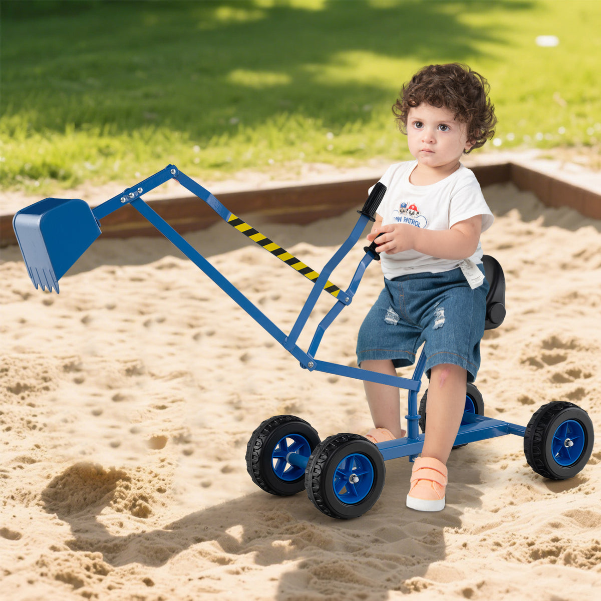Kids' Metal Sand Digger Excavator with 360° Swivel and Backrest