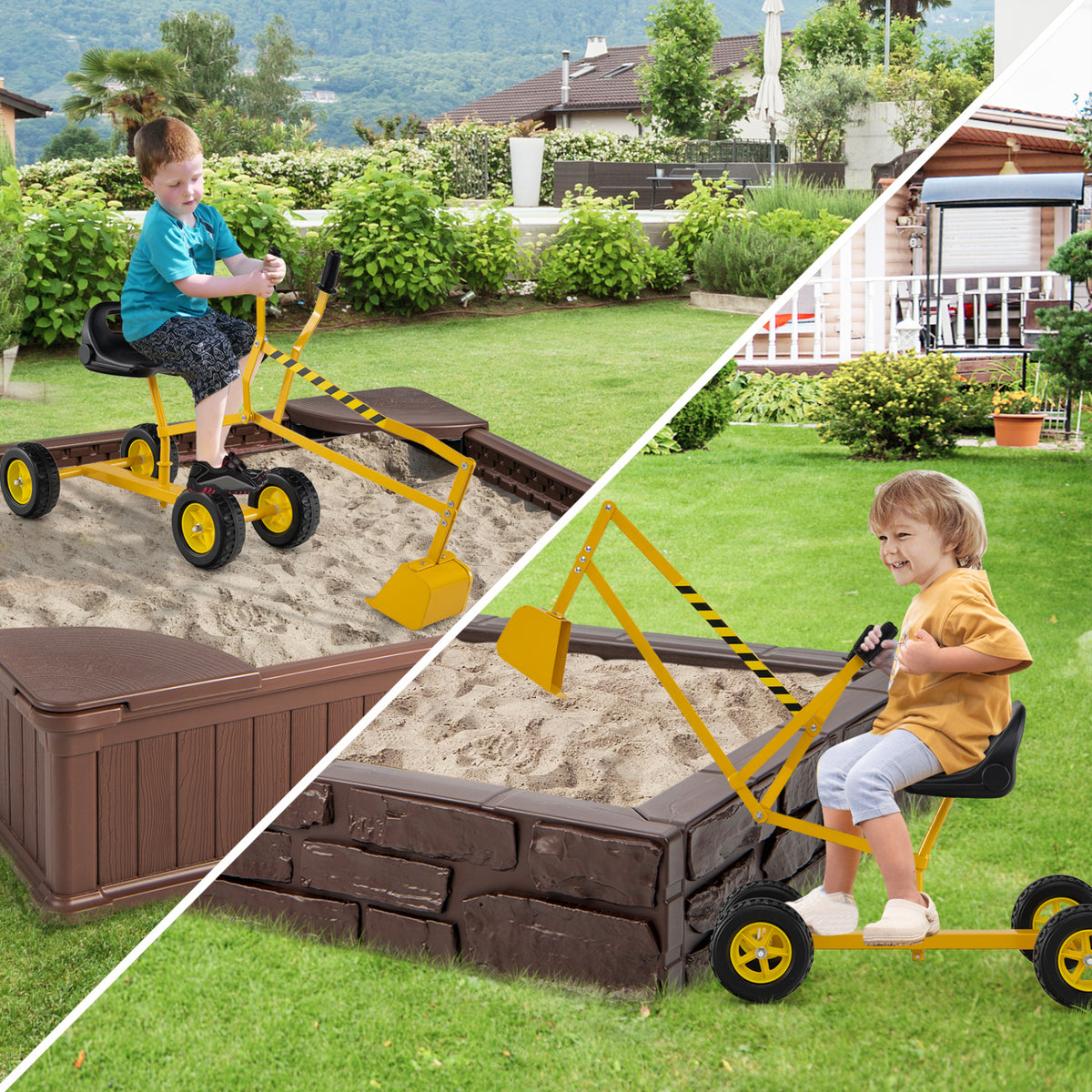 Kids' Metal Sand Digger Excavator with 360° Swivel and Backrest