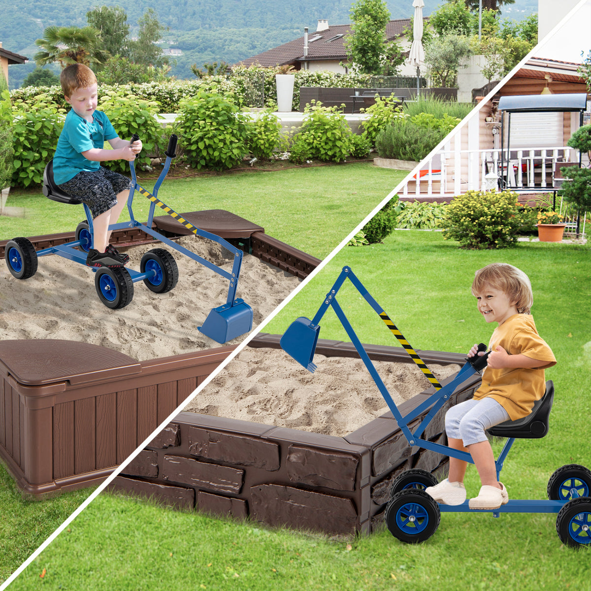 Kids' Metal Sand Digger Excavator with 360° Swivel and Backrest