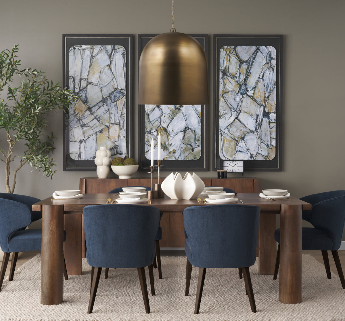 Sanne Antiqued Gold Metal w/ Silver Foil Large Pendant Light-Pendant Lighting-DECOROLALA