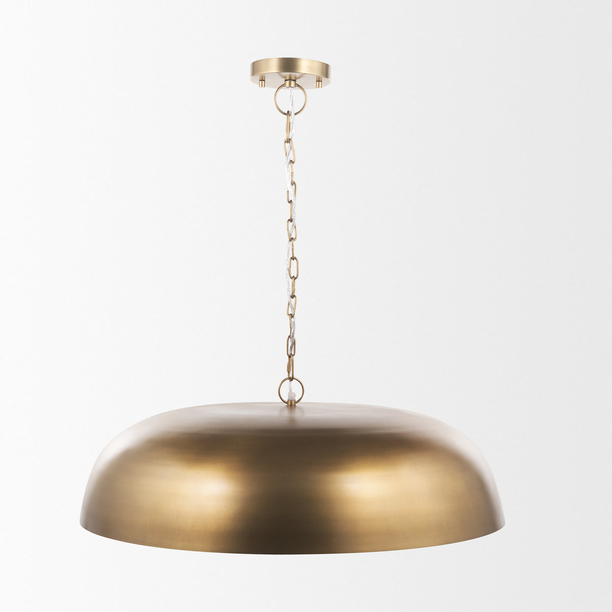 Sanne Antiqued Gold Metal w/ Silver Foil Wide Pendant Light-Pendant Lighting-DECOROLALA