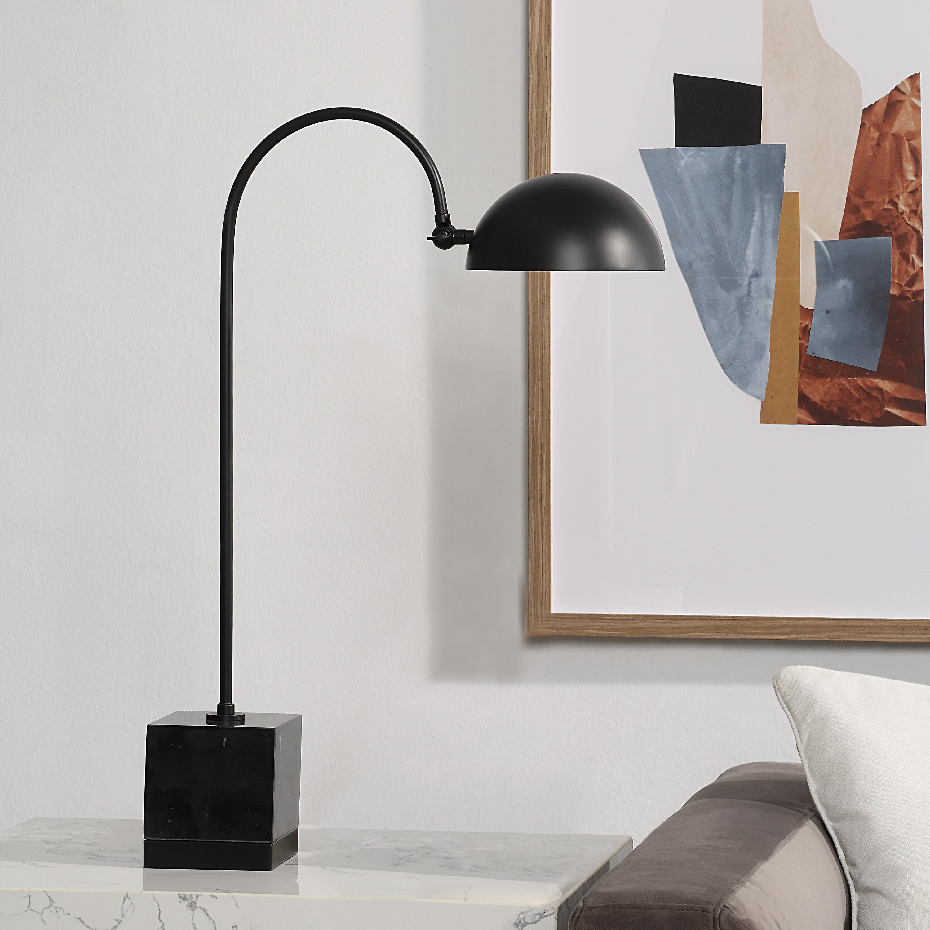 Sansia 27" Table Lamp with Marble Base, Black-Table Lamp-DECOROLALA