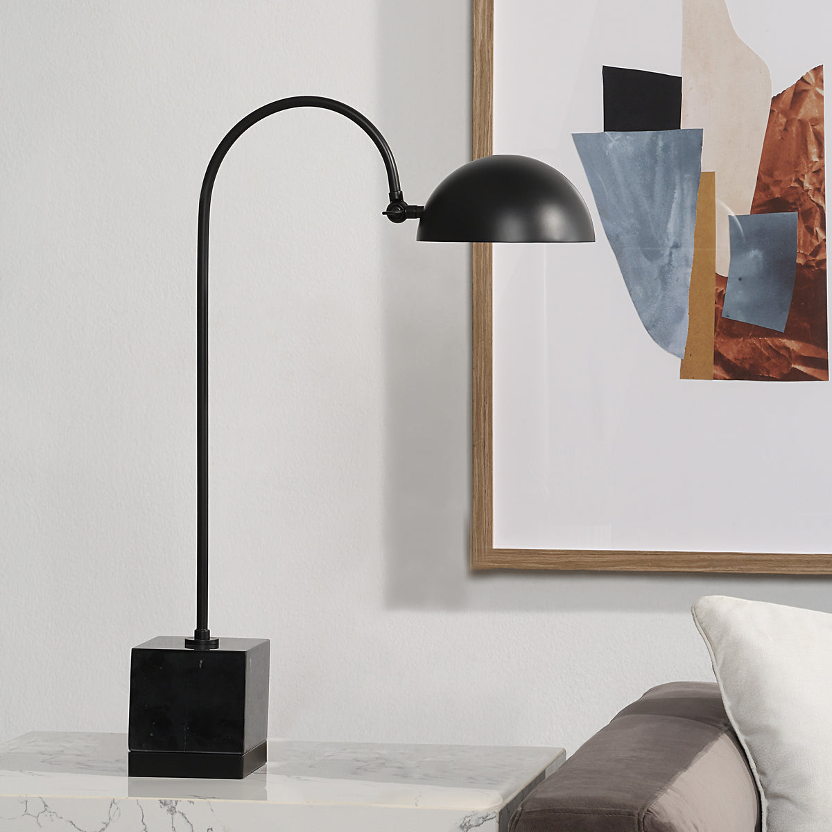 Sansia 27" Table Lamp with Marble Base, Black-Table Lamp-DECOROLALA