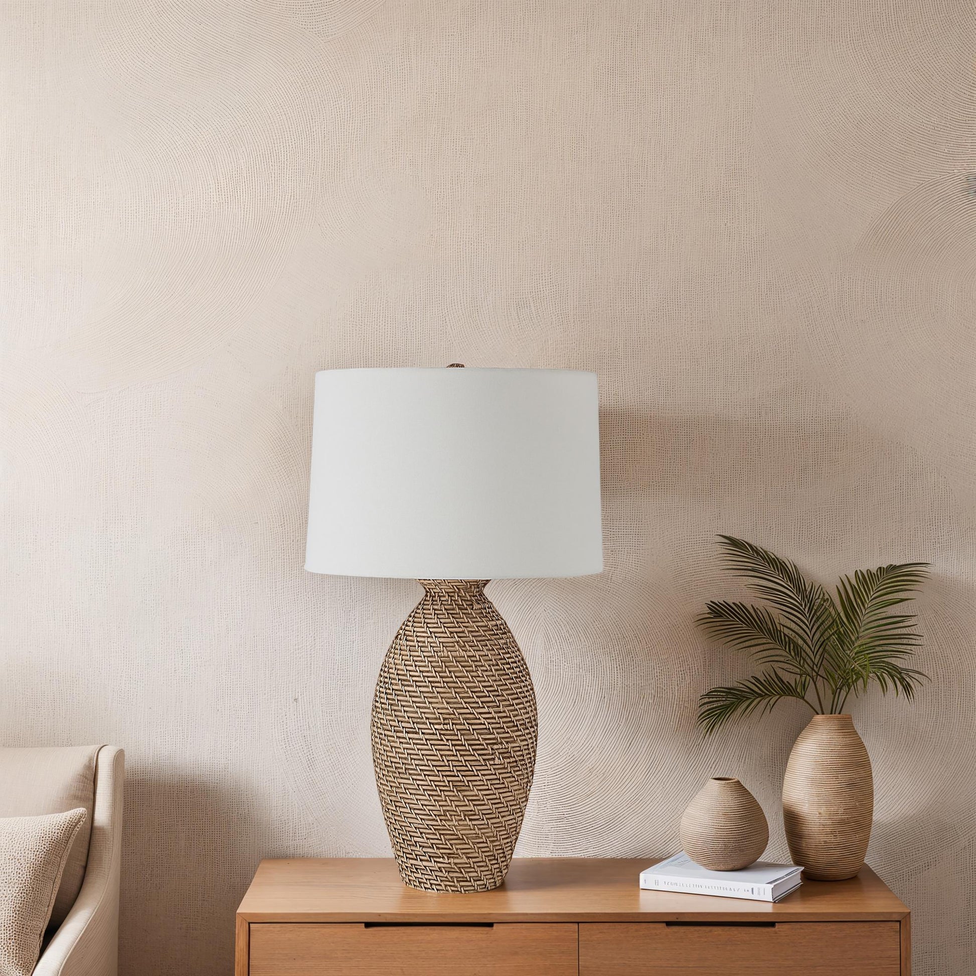 Santal 30" Table Lamp with Rattan Finish-Table Lamp-DECOROLALA