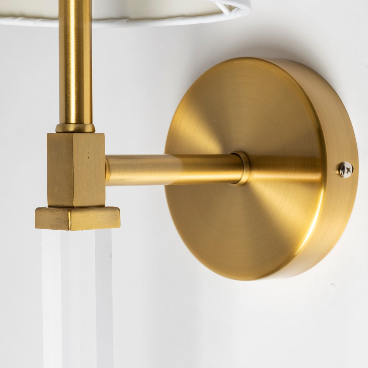 Santander II 6.5x22 Gold Metal and White Linen Shade Wall Sconce-Wall Sconces-DECOROLALA