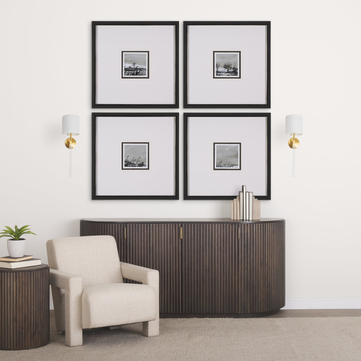 Santander II 6.5x22 Gold Metal and White Linen Shade Wall Sconce-Wall Sconces-DECOROLALA