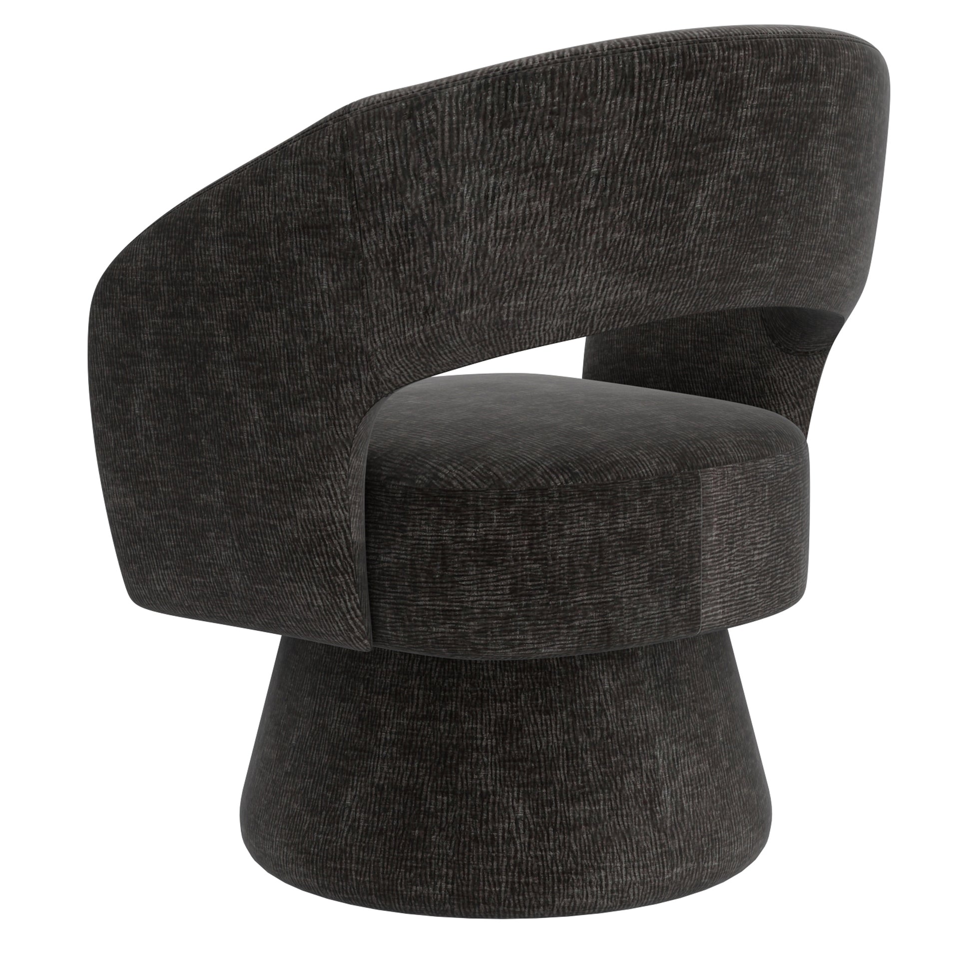 Santo Swivel Accent Chair - Charcoal Textured Chenille-DECOROLALA