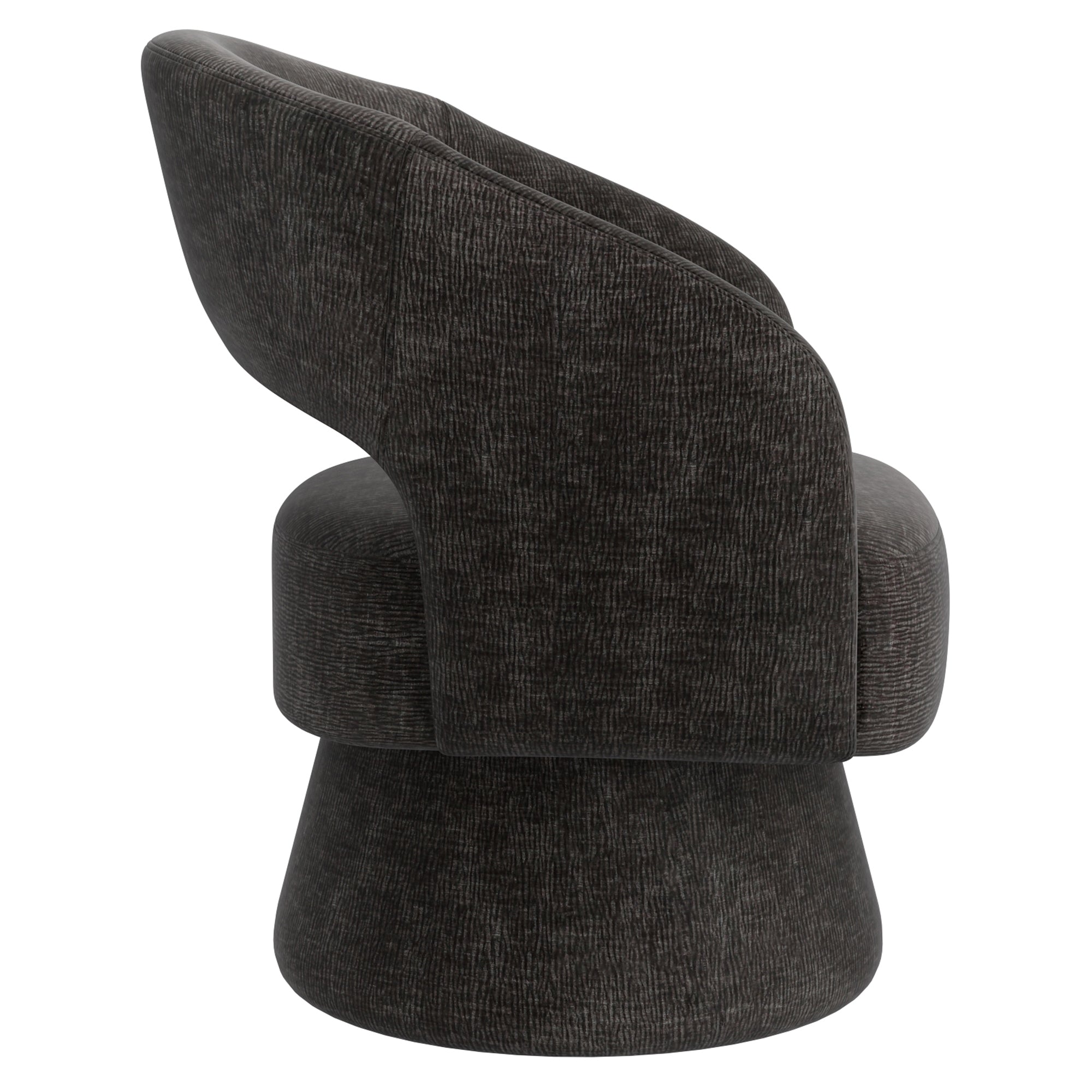 Santo Swivel Accent Chair - Charcoal Textured Chenille-DECOROLALA