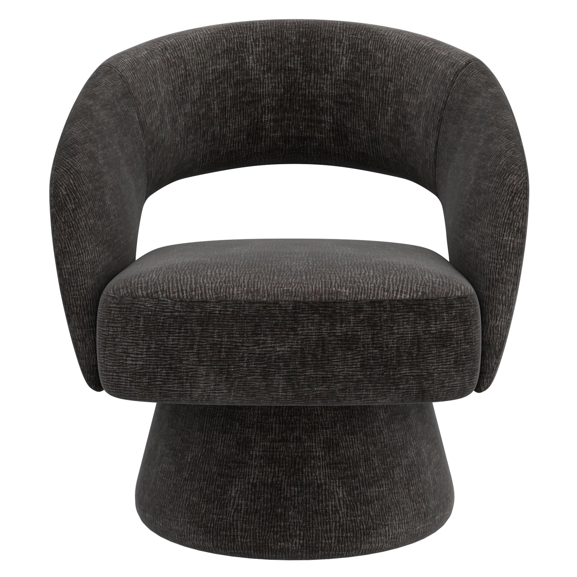 Santo Swivel Accent Chair - Charcoal Textured Chenille-DECOROLALA