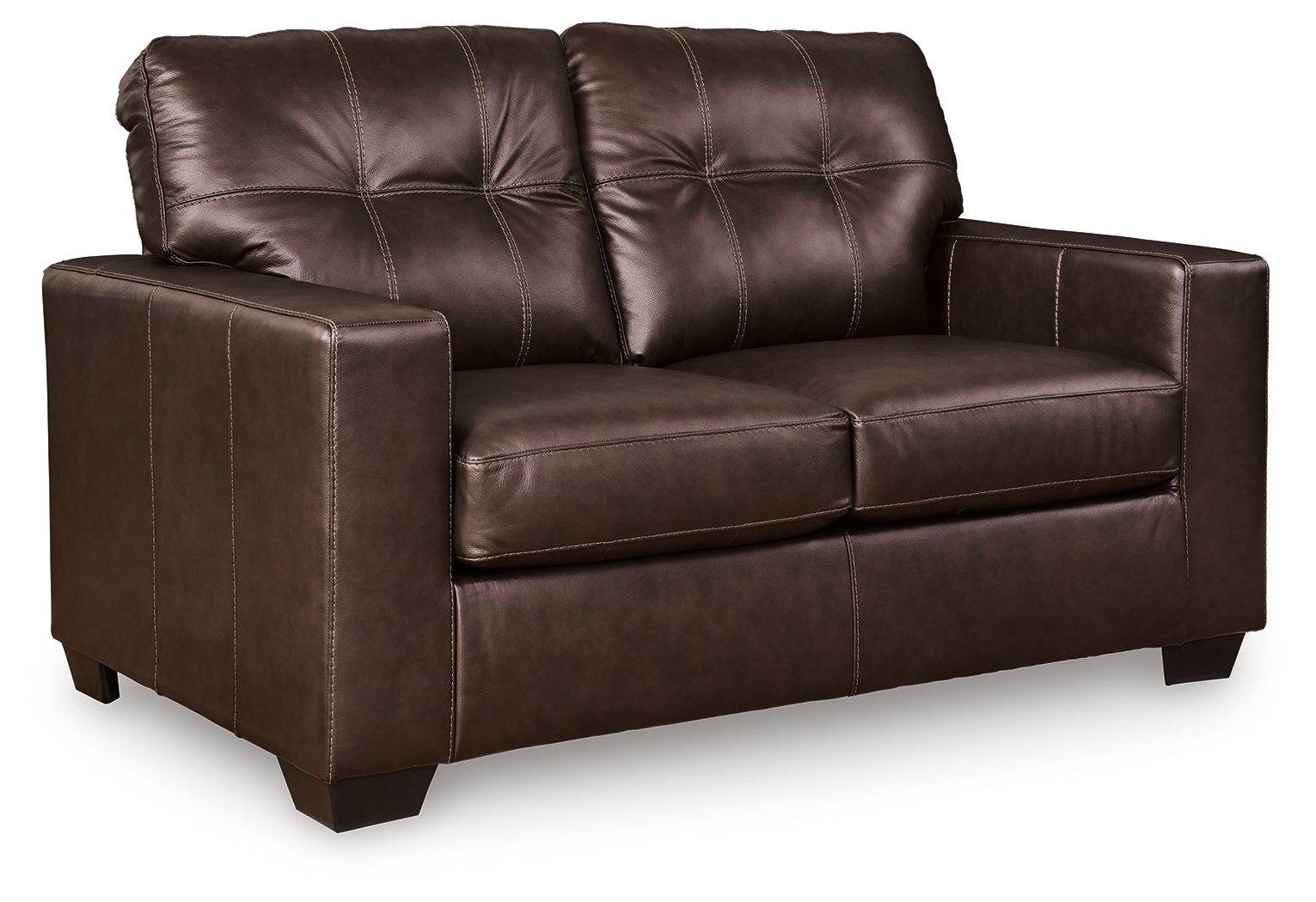 Santorine Loveseat Leather Match Dark Brown-Stationary Loveseats-DECOROLALA