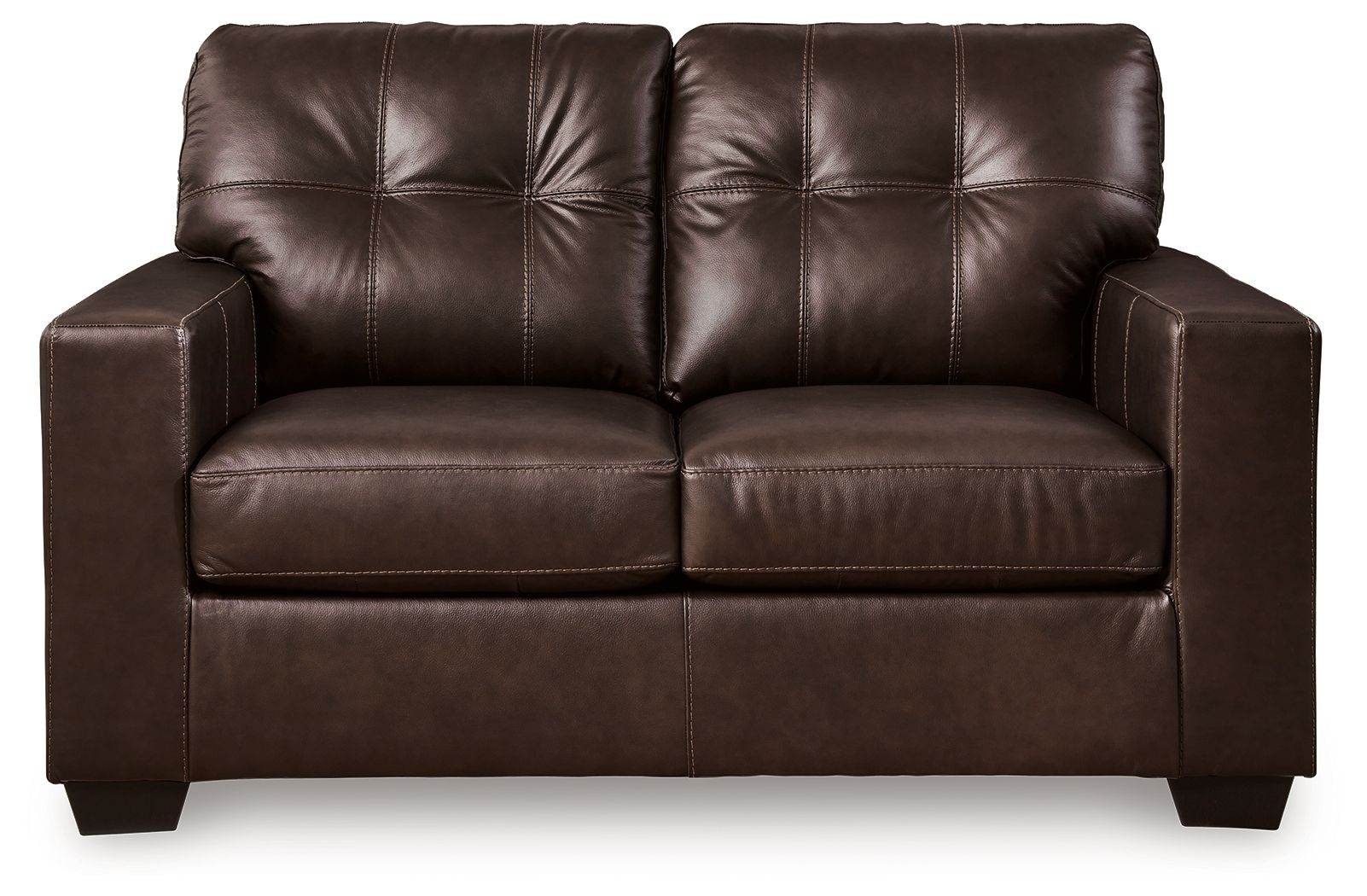 Santorine Loveseat Leather Match Dark Brown-Stationary Loveseats-DECOROLALA
