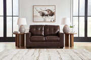 Santorine Loveseat Leather Match Dark Brown-Stationary Loveseats-DECOROLALA