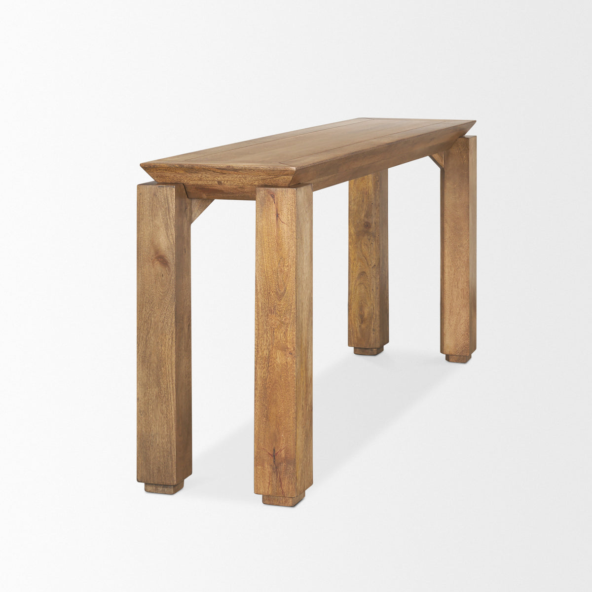Sapphira Brown Wood Tapered Top Console Table-Console Tables-DECOROLALA