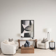 Sarah 15.0L x 10.0W x 22.2H Arched Black Metal W/Marble Cube and White Shade Table Lamp-Table Lamps-DECOROLALA