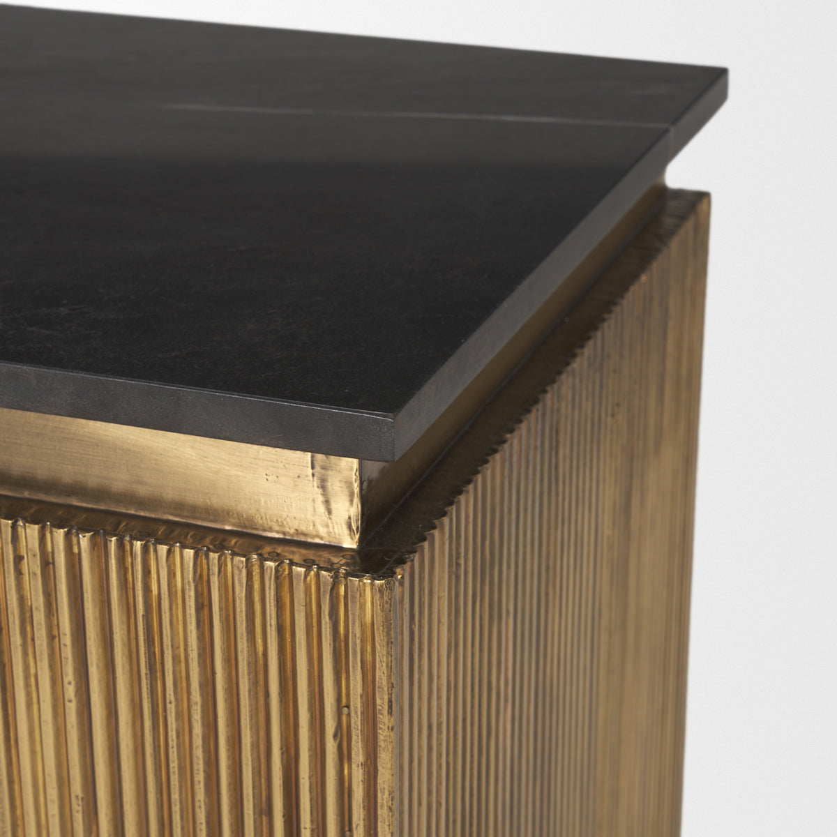 Satima Marble w/ Metal Round Fluted Accent Table-Accent Tables-DECOROLALA