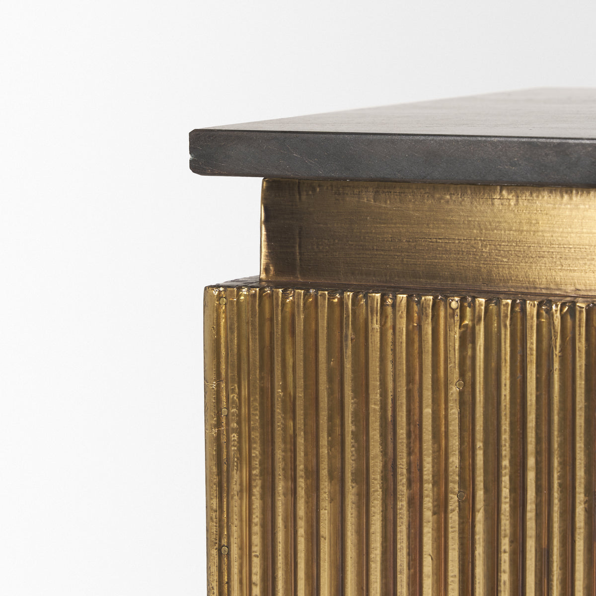 Satima Marble w/ Metal Round Fluted Accent Table-Accent Tables-DECOROLALA