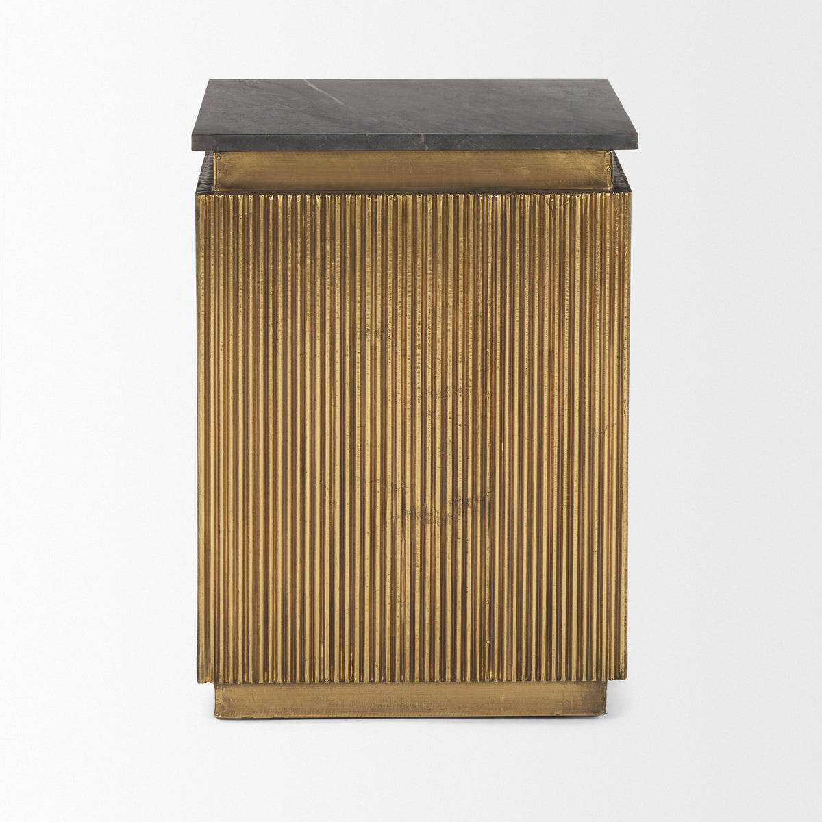 Satima Marble w/ Metal Round Fluted Accent Table-Accent Tables-DECOROLALA