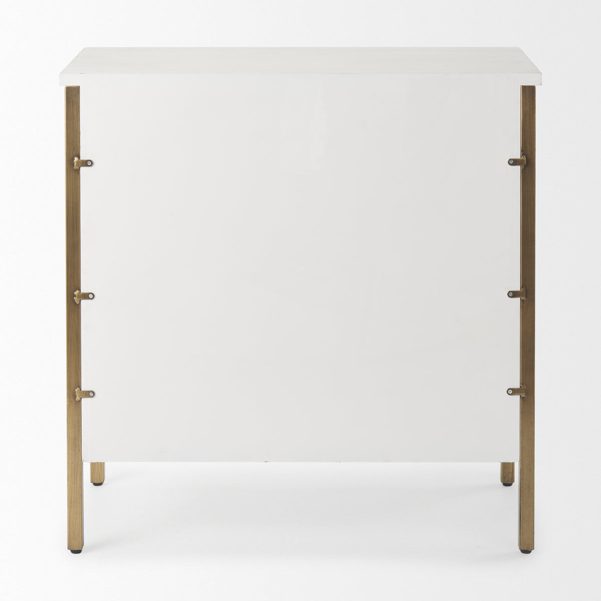 Savannah 2-Door Accent Cabinet - White Fir Veneer Gold Metal-Accent Cabinets & Chests-DECOROLALA