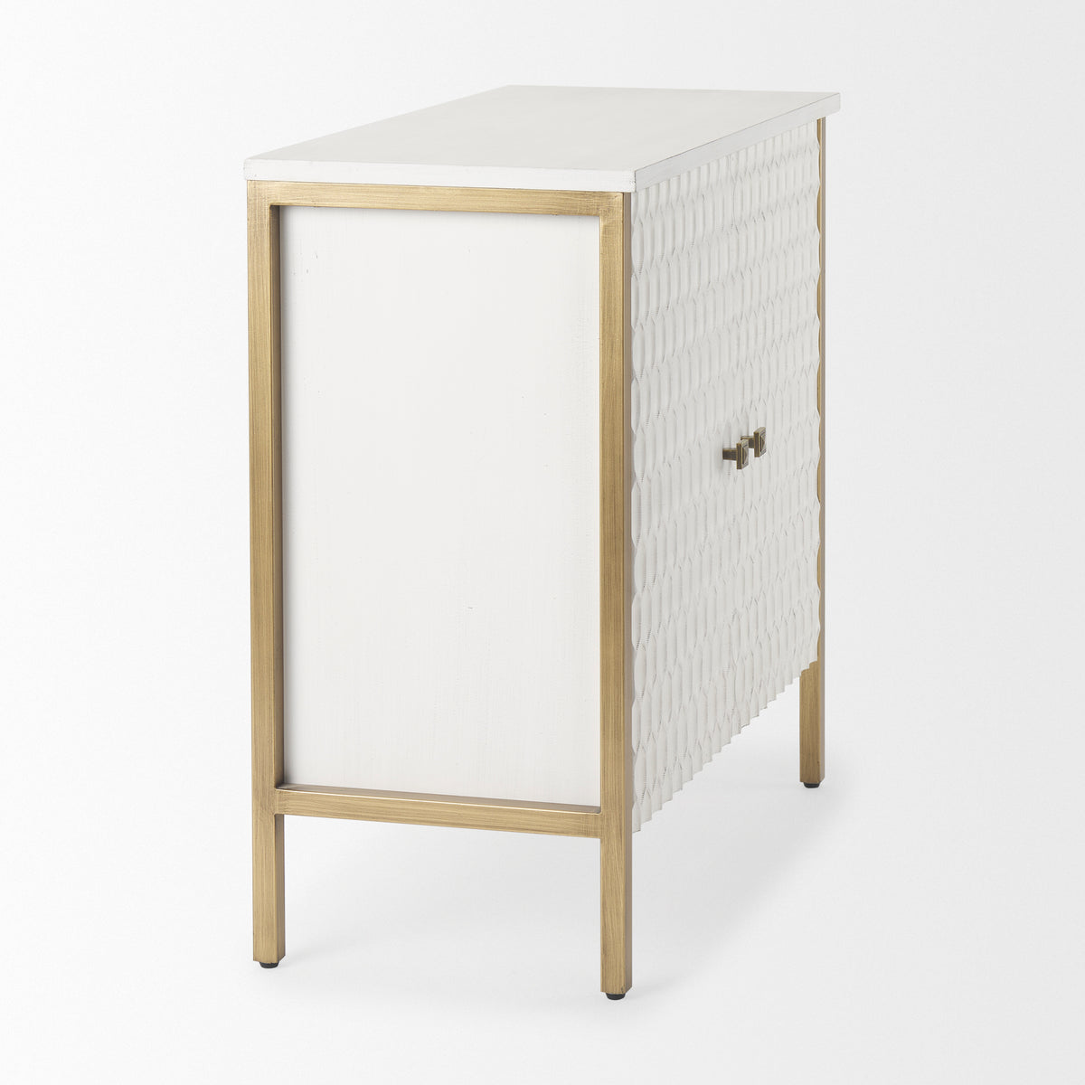 Savannah 2-Door Accent Cabinet - White Fir Veneer Gold Metal-Accent Cabinets & Chests-DECOROLALA