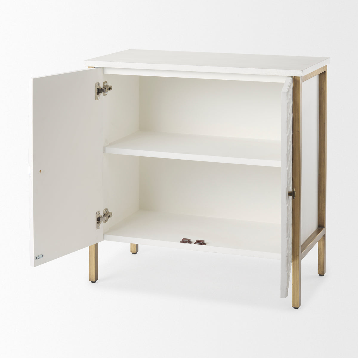 Savannah 2-Door Accent Cabinet - White Fir Veneer Gold Metal-Accent Cabinets & Chests-DECOROLALA