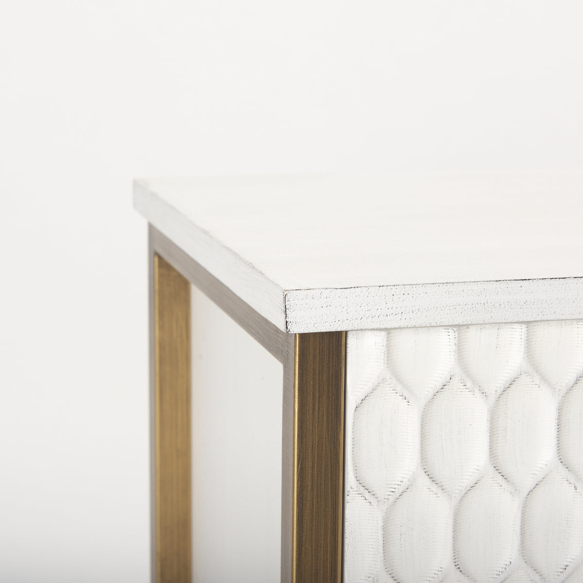 Savannah 2-Door Accent Cabinet - White Fir Veneer Gold Metal-Accent Cabinets & Chests-DECOROLALA
