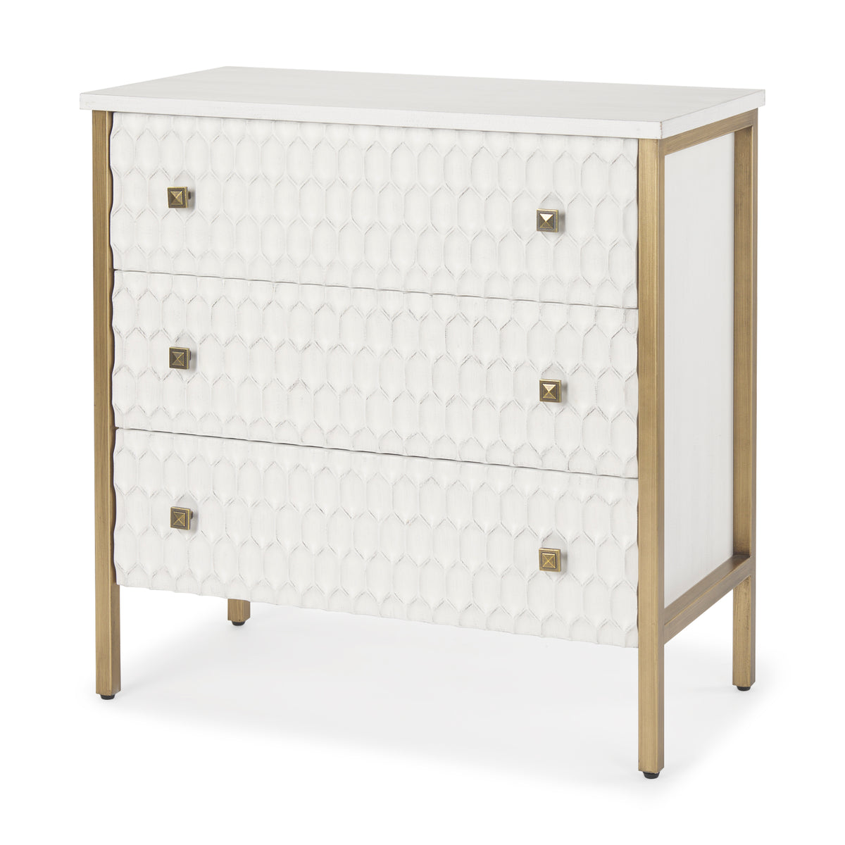 Savannah White Fir Veneer 3-Drawer Accent Cabinet-Accent Cabinets & Chests-DECOROLALA
