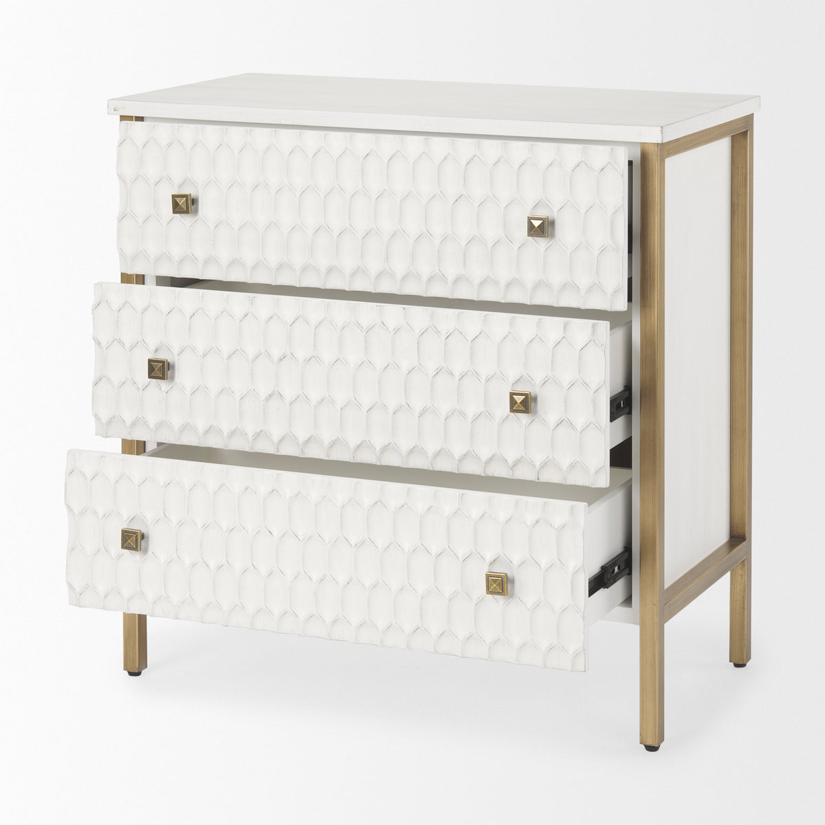 Savannah White Fir Veneer 3-Drawer Accent Cabinet-Accent Cabinets & Chests-DECOROLALA