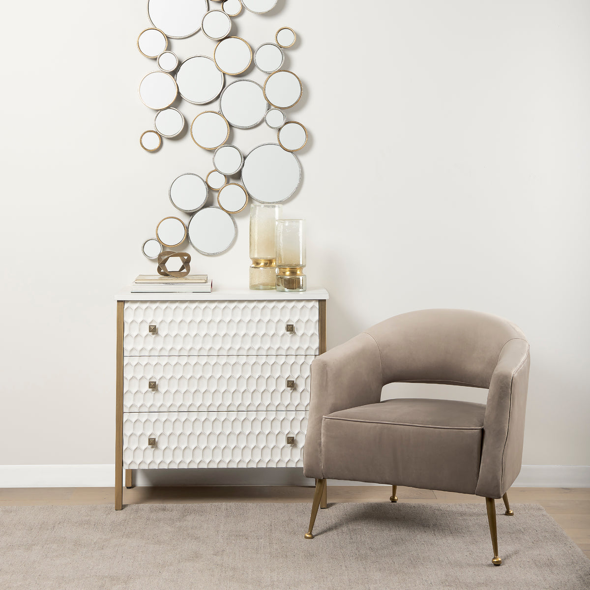 Savannah White Fir Veneer 3-Drawer Accent Cabinet-Accent Cabinets & Chests-DECOROLALA