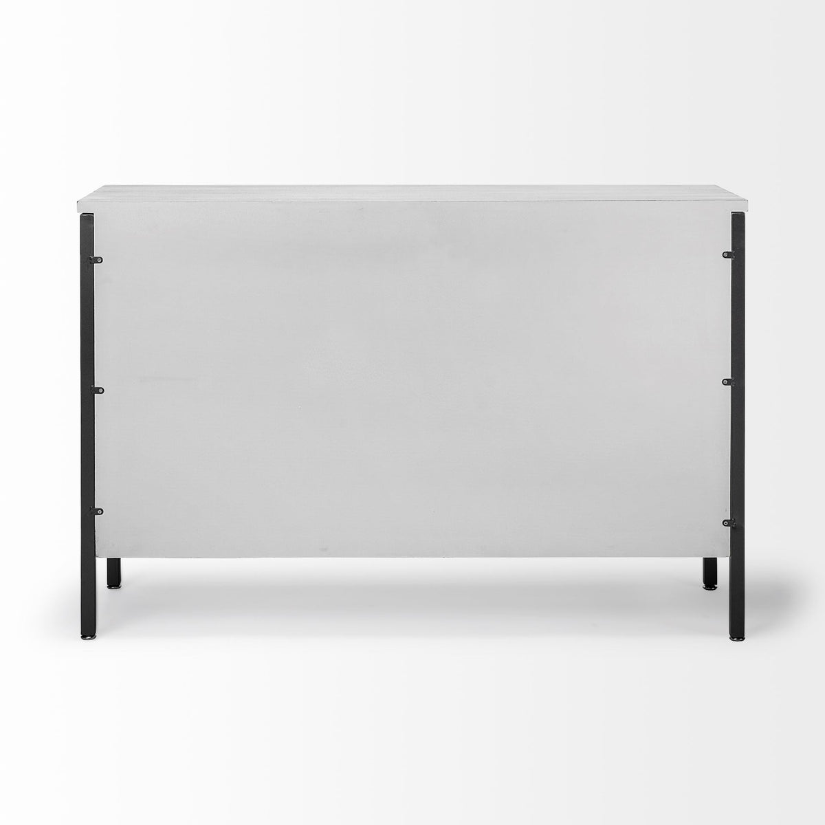 Savannah Accent Cabinet - White Fir Veneer Gray Metal 3-Door-Accent Cabinets & Chests-DECOROLALA