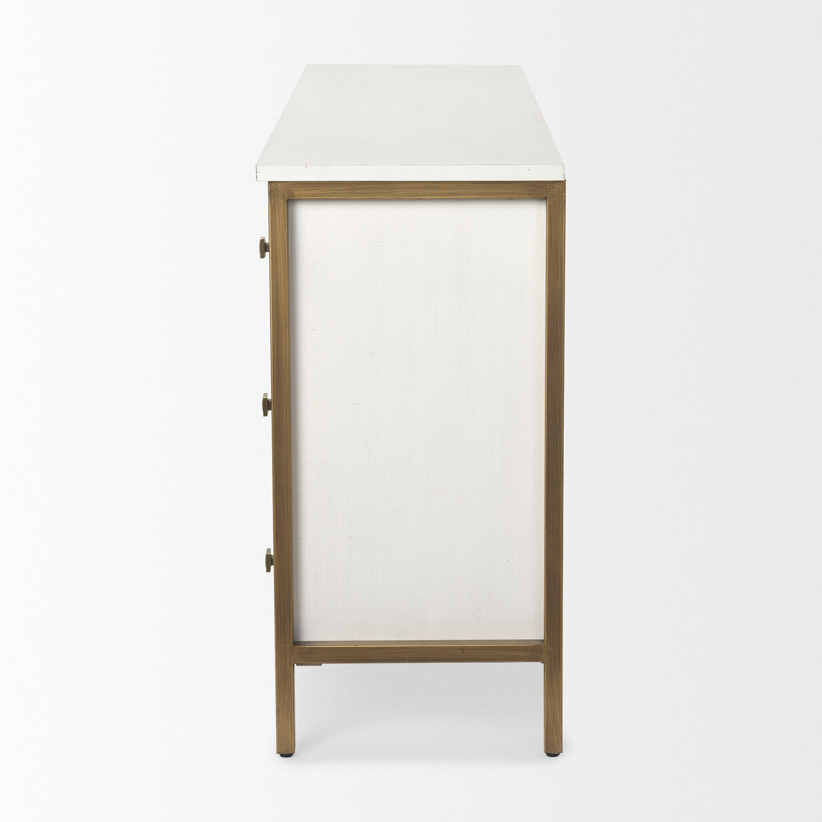 Savannah White Fir Veneer w/ Gold Metal Accents 6-Drawer Sideboard-Sideboards & Buffets-DECOROLALA