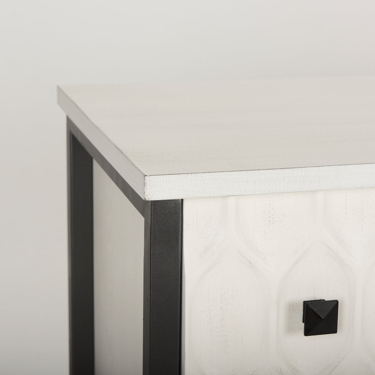 Savannah White Fir Veneer w/ Gray Metal 6-Drawer Sideboard-Sideboards & Buffets-DECOROLALA
