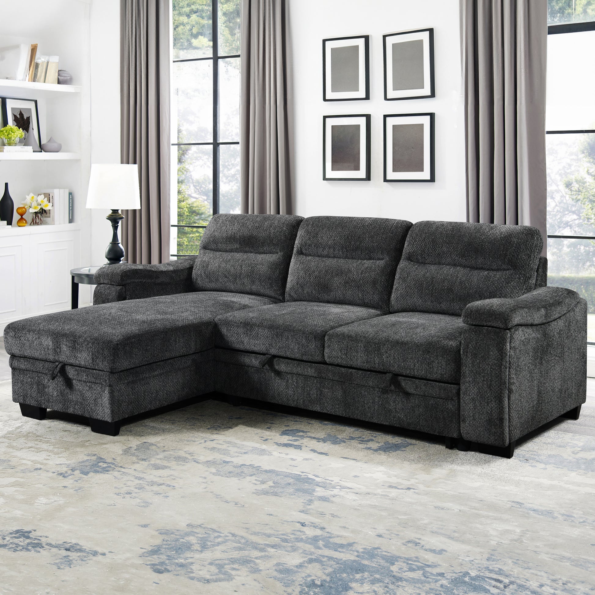 Savio 96 in. Reversible Sleeper Sectional-Furniture > Sofas-DECOROLALA