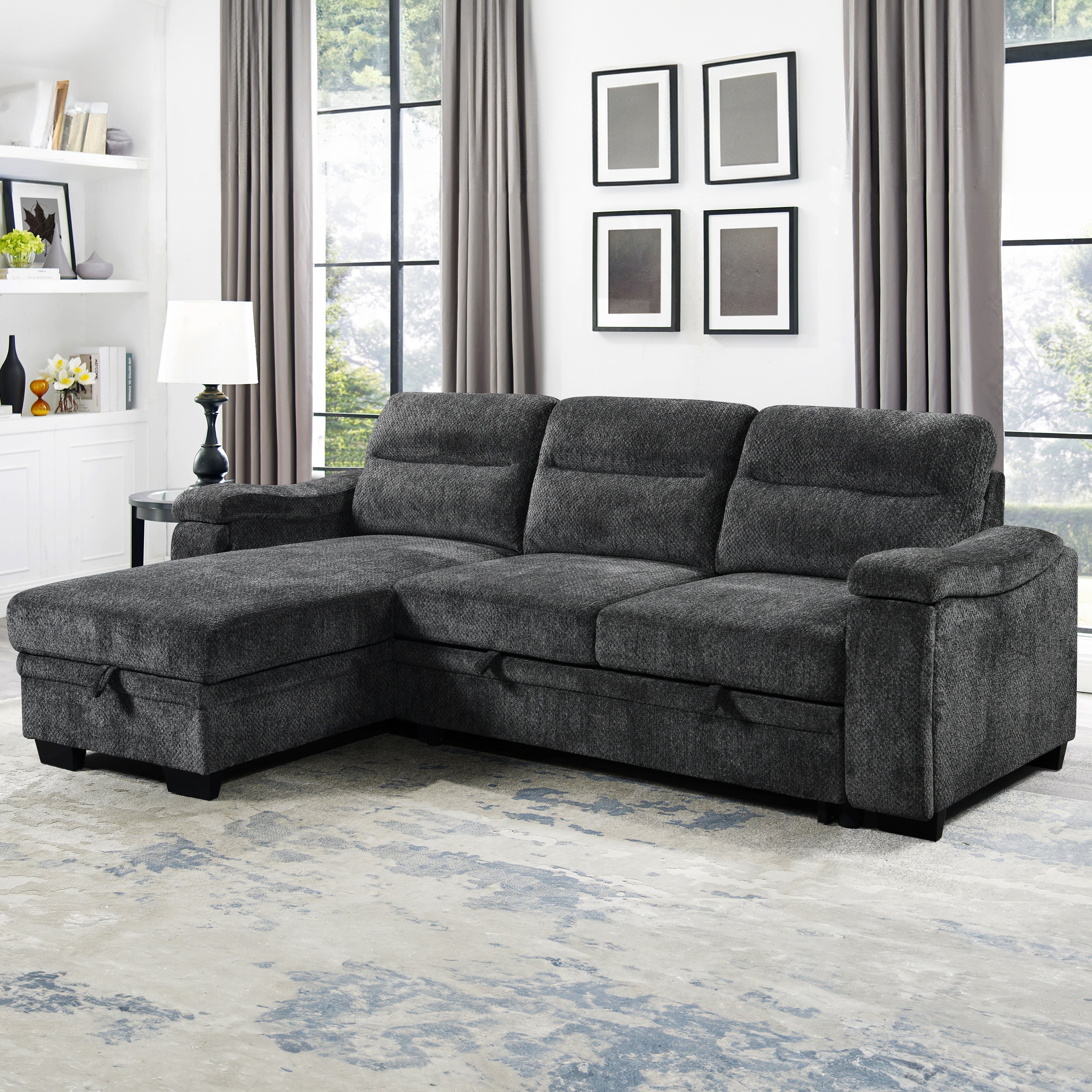 Savio 96 in. Reversible Sleeper Sectional-Furniture > Sofas-DECOROLALA