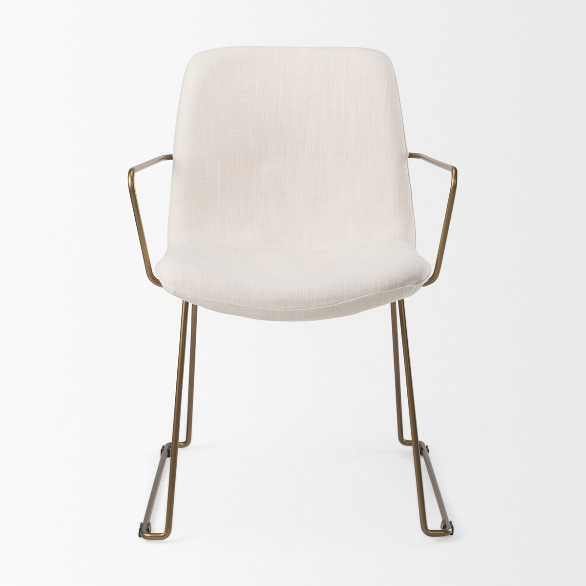 Sawyer Solid Back Dining Arm Chair | Faux Leather w/ Iron-Dining Chairs-DECOROLALA