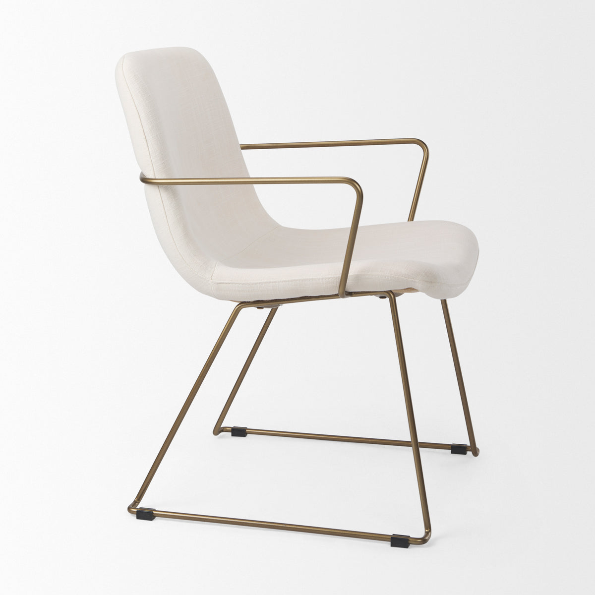 Sawyer Solid Back Dining Arm Chair | Faux Leather w/ Iron-Dining Chairs-DECOROLALA