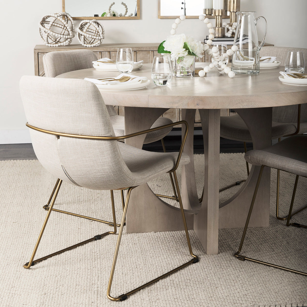 Sawyer Solid Back Dining Arm Chair | Faux Leather w/ Iron-Dining Chairs-DECOROLALA