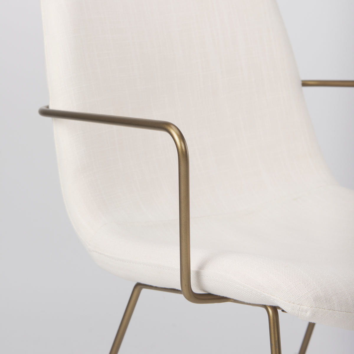 Sawyer Solid Back Dining Arm Chair | Faux Leather w/ Iron-Dining Chairs-DECOROLALA