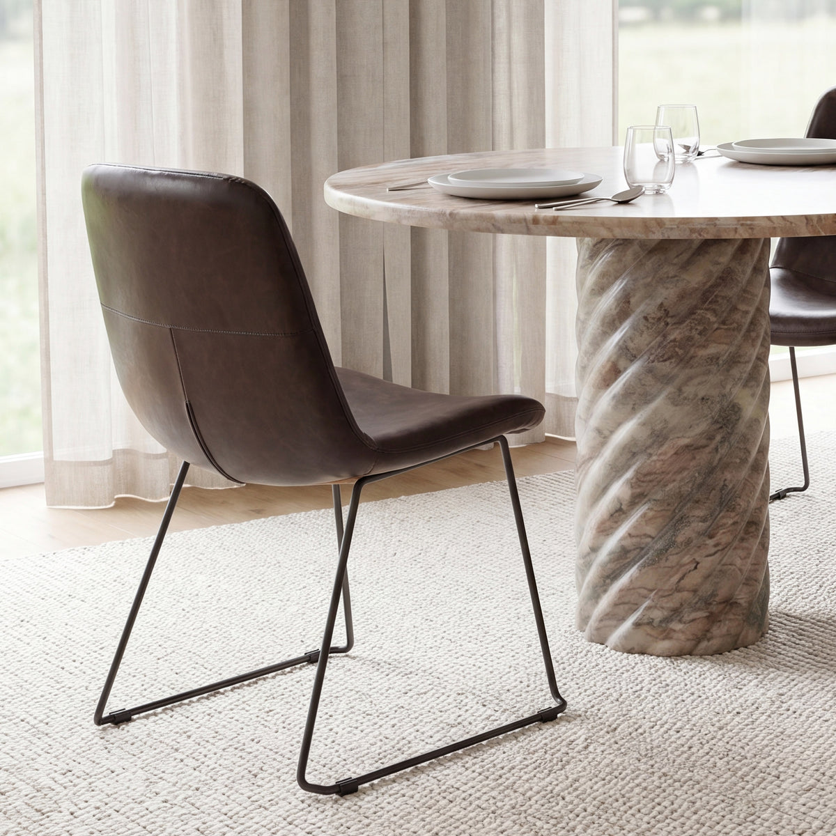 Sawyer Solid Back Dining Side Chair - Faux Leather-Dining Chairs-DECOROLALA