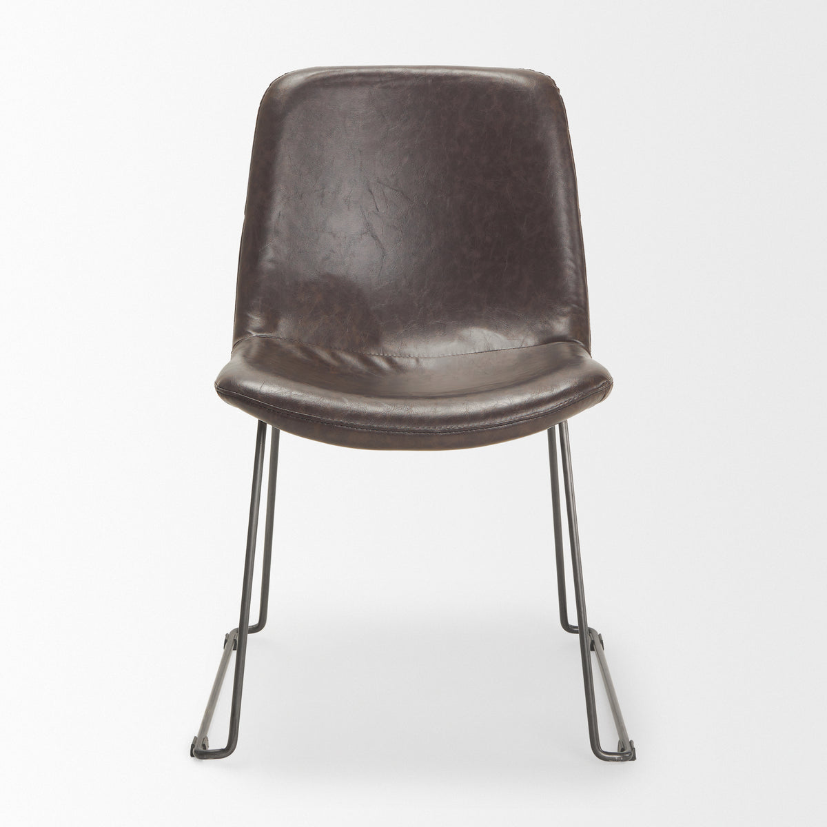 Sawyer Solid Back Dining Side Chair | Faux Leather w/ Iron-Dining Chairs-DECOROLALA