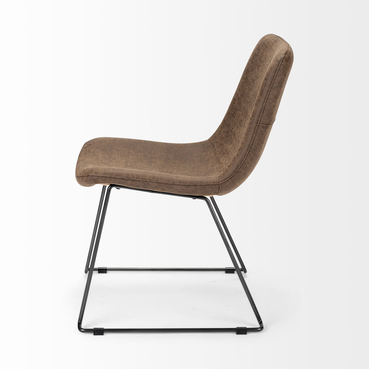 Sawyer Solid Back Dining Side Chair | Faux Leather w/ Iron-Dining Chairs-DECOROLALA