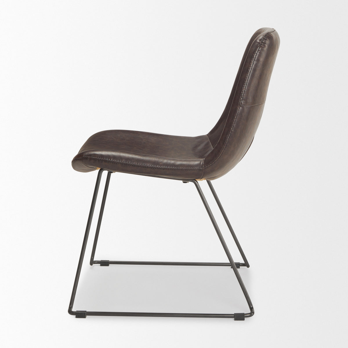 Sawyer Solid Back Dining Side Chair | Faux Leather w/ Iron-Dining Chairs-DECOROLALA