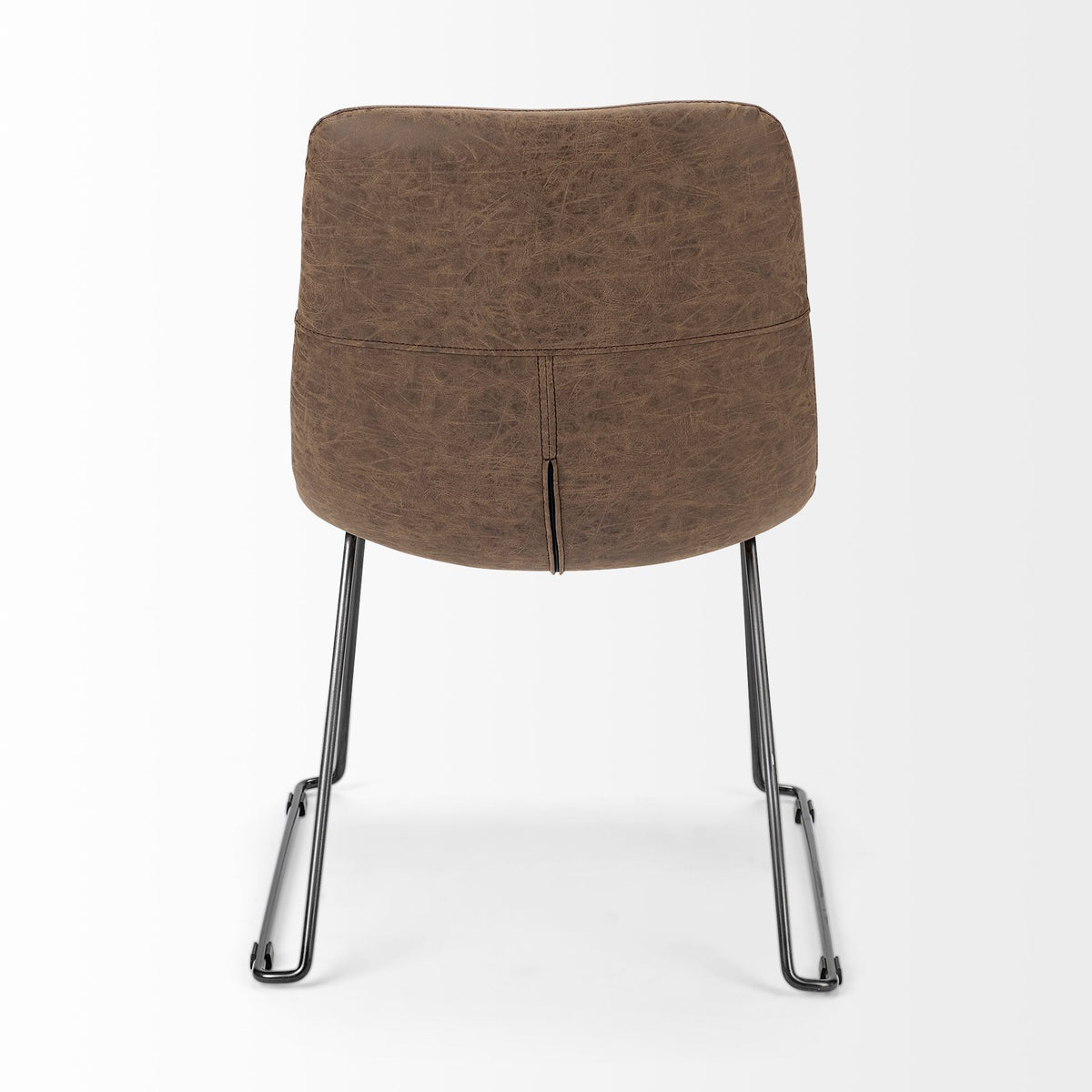 Sawyer Solid Back Dining Side Chair | Faux Leather w/ Iron-Dining Chairs-DECOROLALA