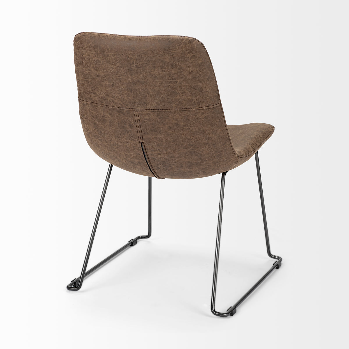 Sawyer Solid Back Dining Side Chair | Faux Leather w/ Iron-Dining Chairs-DECOROLALA