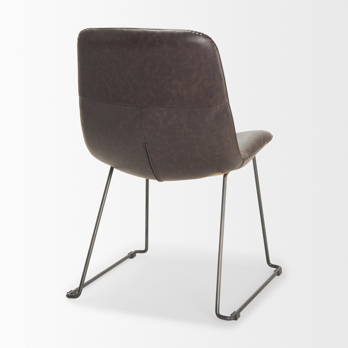 Sawyer Solid Back Dining Side Chair | Faux Leather w/ Iron-Dining Chairs-DECOROLALA