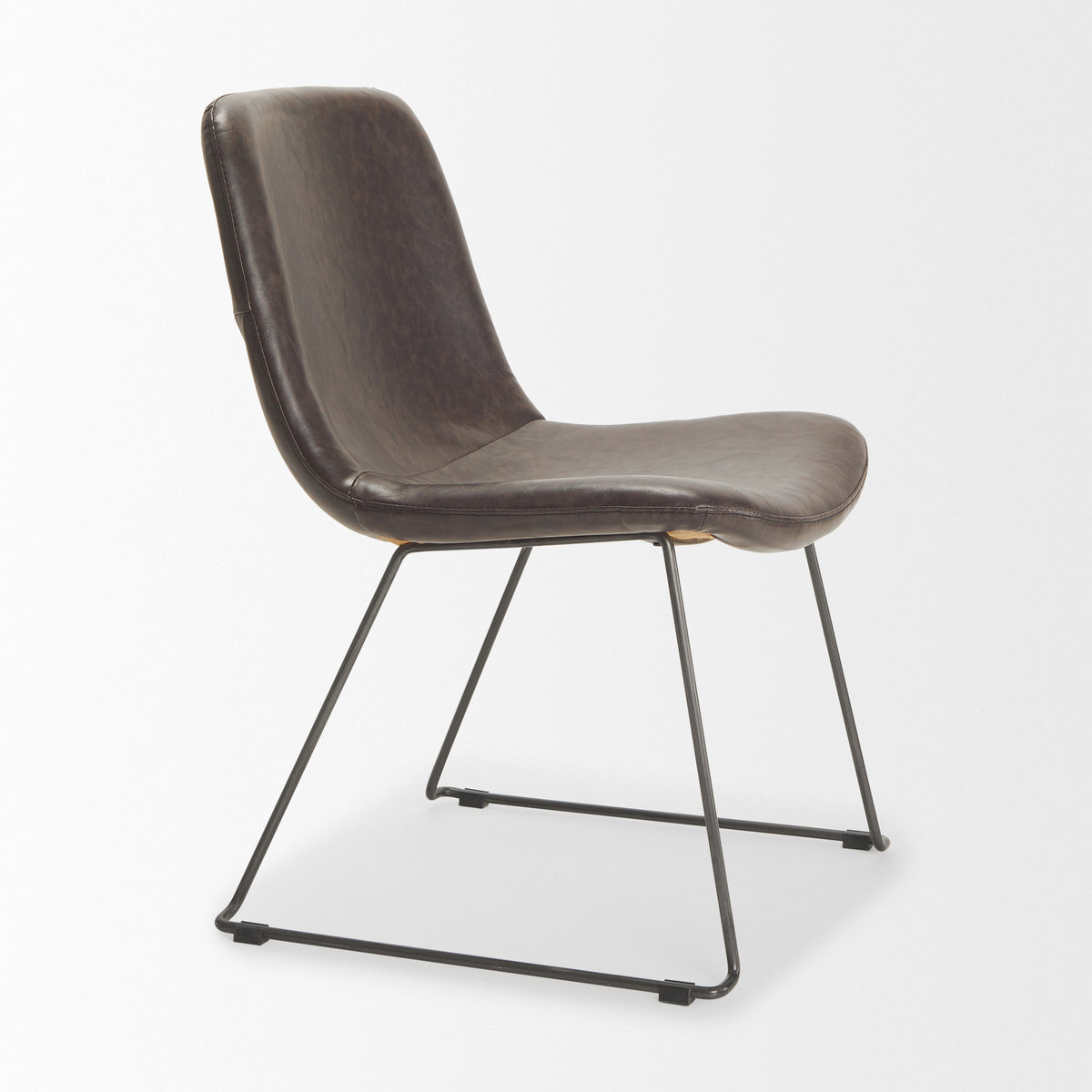 Sawyer Solid Back Dining Side Chair | Faux Leather w/ Iron-Dining Chairs-DECOROLALA